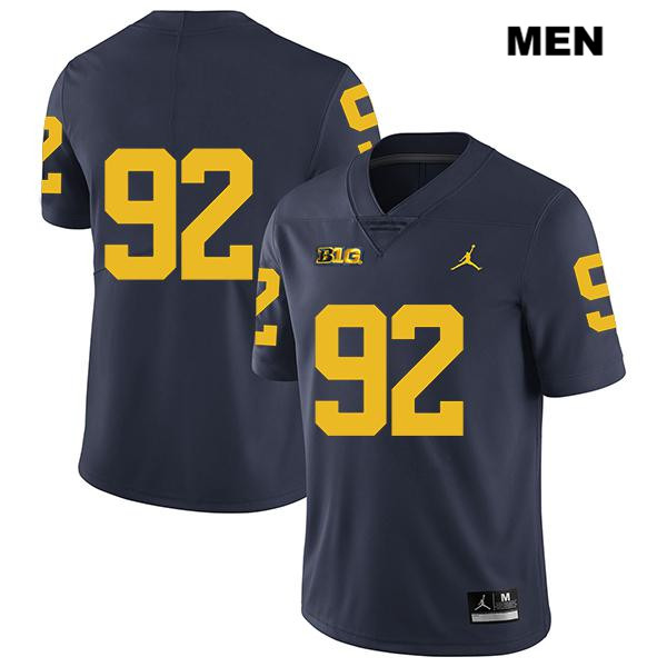 Men's NCAA Michigan Wolverines Phillip Paea #92 No Name Navy Jordan Brand Authentic Stitched Legend Football College Jersey YV25J41VF